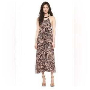 Zimmermann Midi Halter Dress Animal Leo Print Tent Sleeveless Brown Blac…